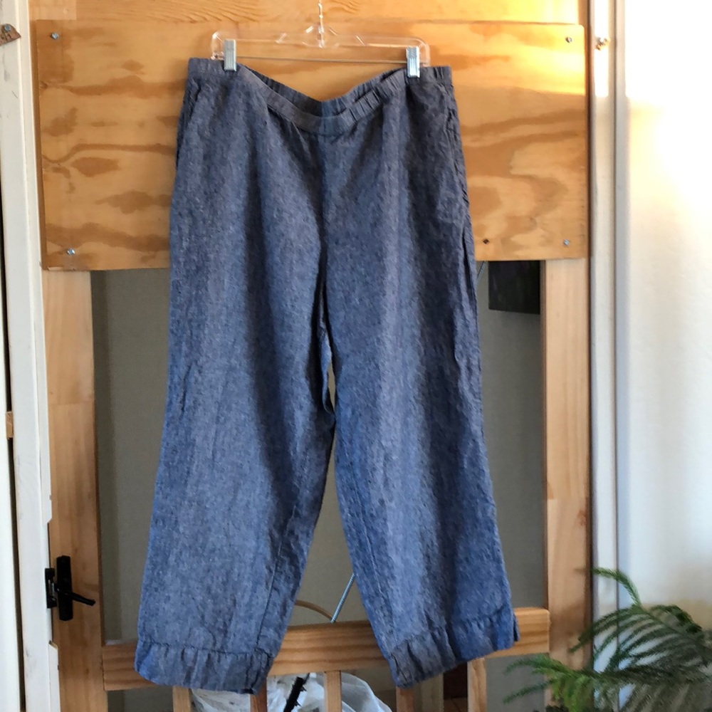 J jill navy marled linen cropped pants, Tall XL